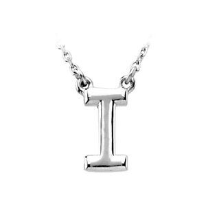 14K White Gold, Kendall Collection, Block Initial I Necklace, 16 Inch